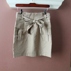 H&M Cream Paperbag Belted Cargo Skirt Beige Tan size 2